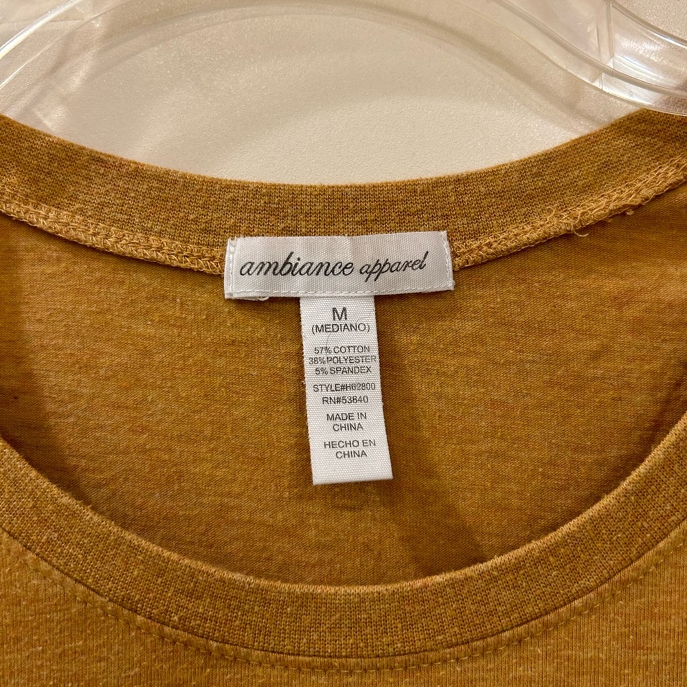 FREE with purchase: Ambience Apparel, Long Sleeve Tee, Mustard Gold, Sz M - Picture 3 of 12